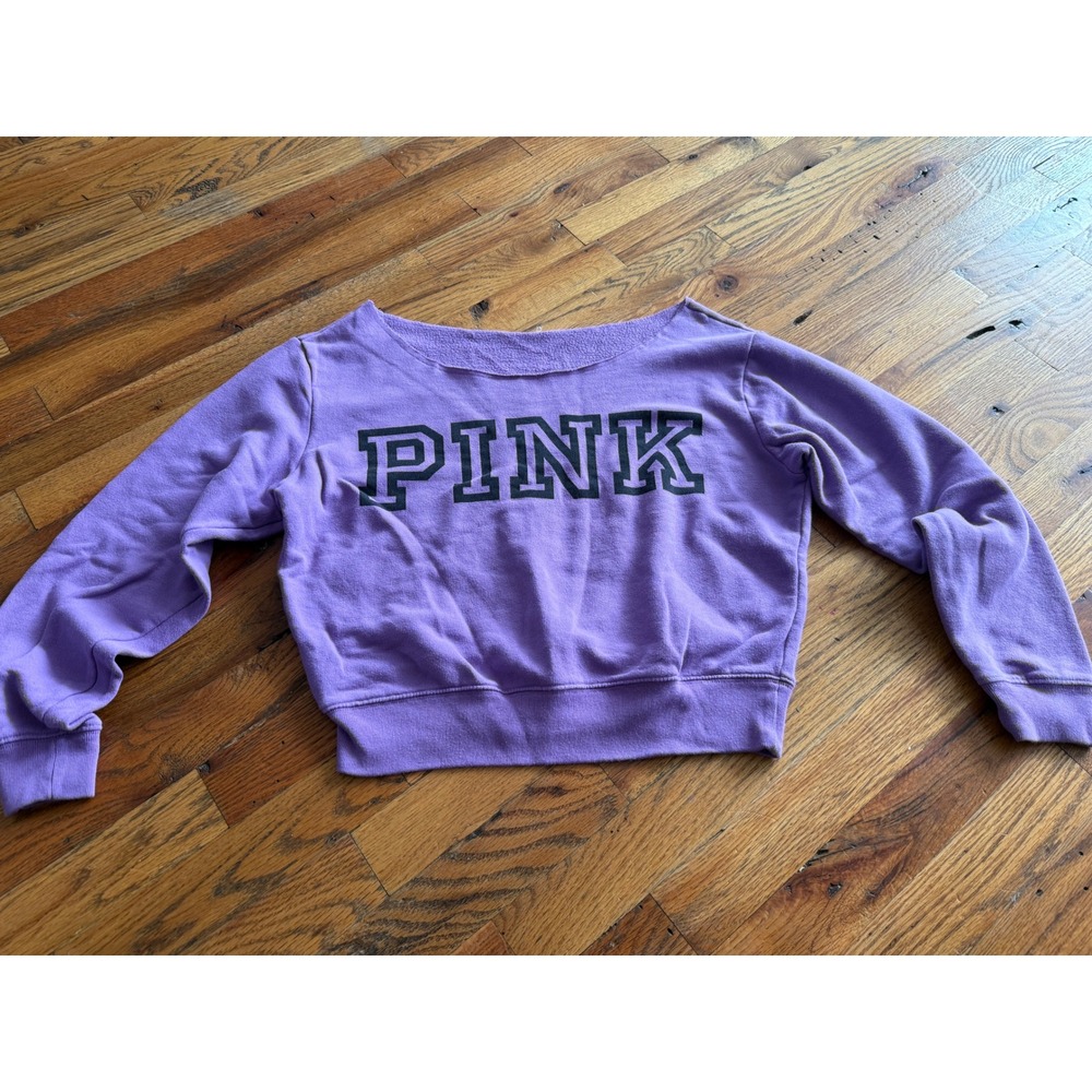 PINK by Victoria's Secret Purple Cropped Crewneck Sweatshirt Women's